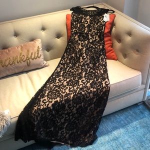 Betsey & Adam Black Lace Evening Dress